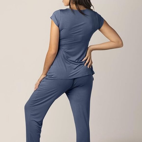 Kindred Bravely Davy Maternity Nursing Postpartum Pajamas (Slate Blue, Medium) - Picture 3 of 7